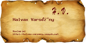 Halvax Varsány névjegykártya